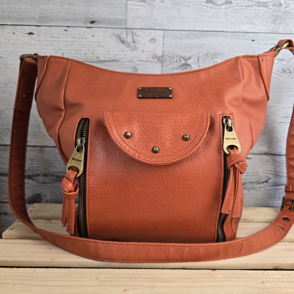 Matt & Nat Vegan Faux Leather Hobo Shoulder Bag Orange/Spice Crossbody Bag Purse